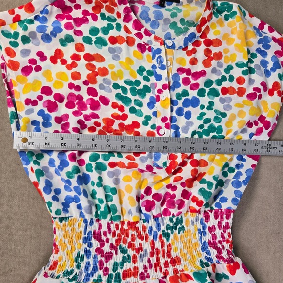 Gibsonlook Multicolor Polka Dot Smocked Waist Mini Dress‎ Womens S Rainbow - Picture 4 of 8